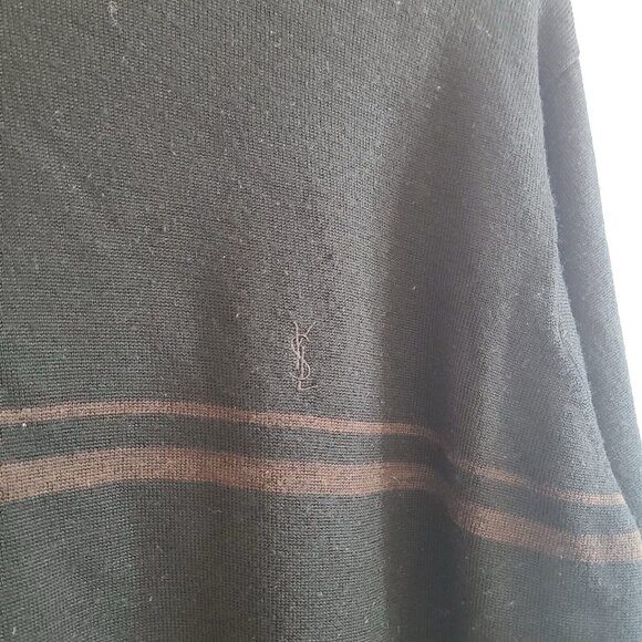 Vintage Yves Saint Laurent Wool Blend Crew Neck Pullover Sweater Size 50 Black - Picture 6 of 9